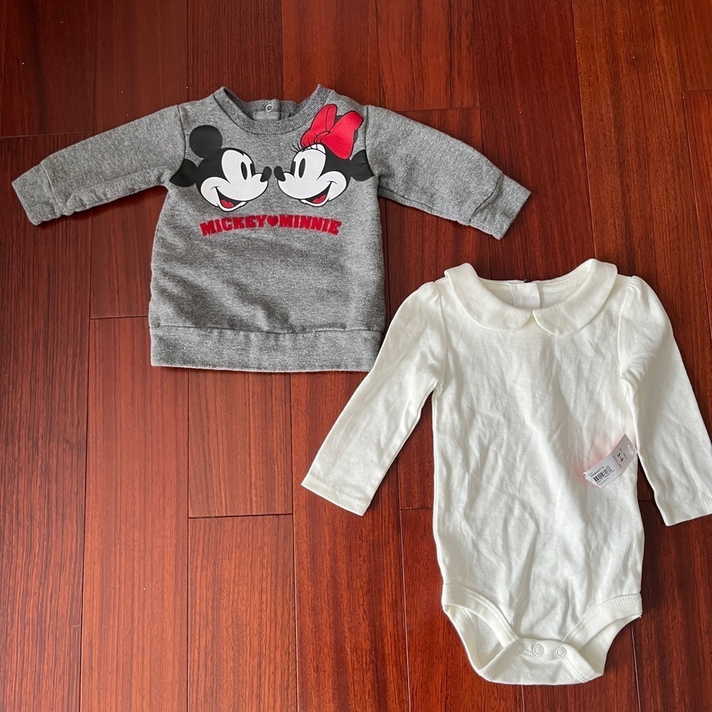 Bundle girls 3-6 months, onesie (3-6 months), Minnie sweatshirt (3 months)